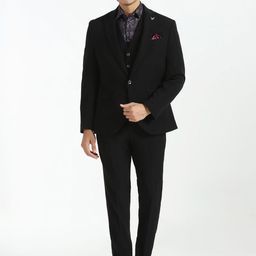 Blackberrys Slim-Fit Single-Breasted Three-Piece Formal Suit-image-84