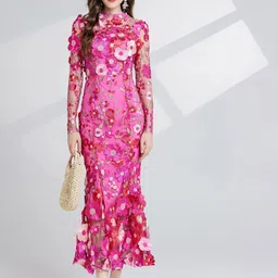 JC Collection Floral Embroidered A-Line Midi Dress-picture-35