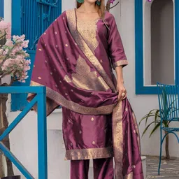 NIZA FASHION Women Ethnic Motifs Regular Thread Work Kurta with Trousers & With Dupatta-picture-8