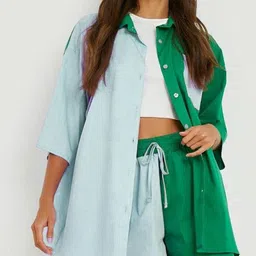 LULU & SKY Colourblocked Shirt Collar Shirt With Shorts Co-Ords-picture-38