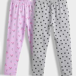 Orange Sugar Infant Girls Pack Of 2 Printed Cotton Churidar-Length Leggings-image-42