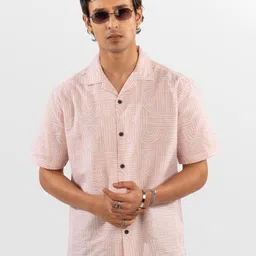 Eszett Abstract Printed Spread Collar Short Sleeves Regular Fit Casual Shirt-image-25