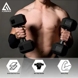 ADRENEX Set Of 2 Hexagon Fixed Weight Dumbbell - 12.5 kg Each image 5