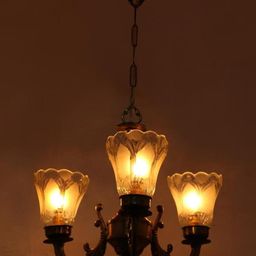 Somil Antique 3-Light Chandelier with Glass Shades, White Lighting Effect, Metal Fitting. LED Compatible. Dia: 48 X 48 X 100 Cm.-image-95