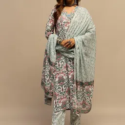 Anouk Women Ethnic Motifs Printed Regular Kurta with Trousers & With Dupatta-picture-1