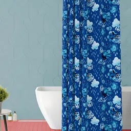 ArtzFolio Blue and White Printed Waterproof Shower Curtain-image-76