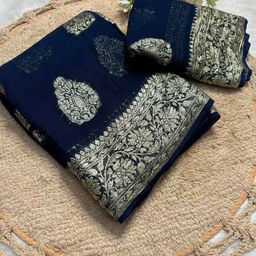 PAYAL CREATION Woven Design Zari Pure Georgette Heavy Work Maheshwari Saree-picture-14