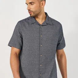 Styli Relaxed Fit Geometric Self Design Resort Collar Casual Shirt-image-50