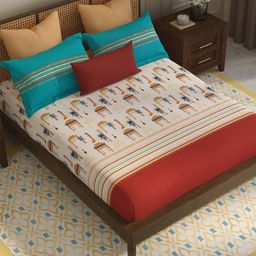 MYTRIDENT Red & White Ethnic Motifs 144 TC King Bedsheet with 2 Pillow Covers-image-56