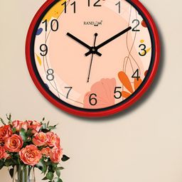 RANDOM Red & Pink Printed Traditional Wall Clock-0