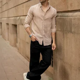 Powerlook Men Slim Fit Solid Spread Collar Casual Shirt-picture-3