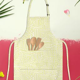 ArtzFolio Kids White & Green Printed Cotton Aprons-31