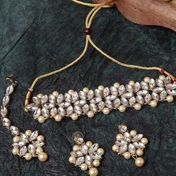 BMINO Women Gold Jewellery Set-image-77