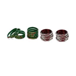 SOMIL Set Of 16 Green Alloy Artificial Stones & Beads Bangles-picture-15