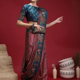 Mitera Ethnic Motifs Silk Blend Chanderi Saree-image-70