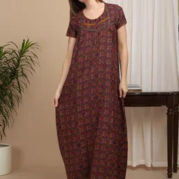 Sweet Dreams Geometric Printed Pure Cotton Maxi Nightdress-image-99