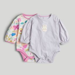 Mothercare Infant Girls Pack Of 2 Printed Pure Cotton Round Neck Bodysuit-image-58