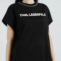 Karl Lagerfeld Women Typography Printed Round Neck Pure Cotton Relaxed Fit T-shirt-image-78