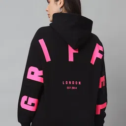 GRIFFEL Women Printed Hooded Pullover Sweatshirt-image-28
