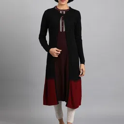 W Women Striped Colourblocked Polyester PU Coated Cardigan-picture-18
