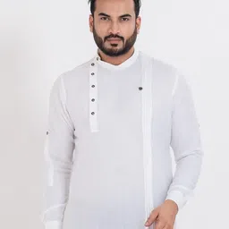Sultan The King Of Kurta Band Collar Pleated Cotton Short Kurta-image-73