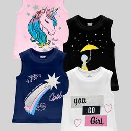KUCHIPOO Girls Typography 4 Printed Applique T-shirt-image-9