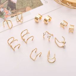Shining Diva Fashion Set Of 6 Gold-Plated Artificial Stones Studded Contemporary Ear Cuff-image-80