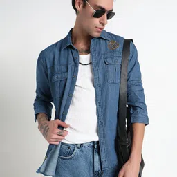 SHOWOFFFF Men Comfort Spread Collar Slim Fit Casual Shirt-image-40