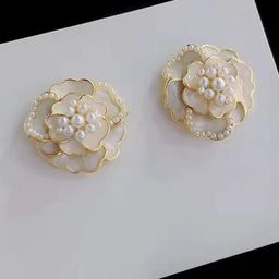 SZN Gold Plated Artificial Beaded Floral Shaped Studs-16