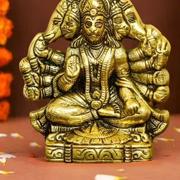 TIED RIBBONS Gold-Toned Panchmukhi Lord Hanuman Religious Idol Showpiece-image-26