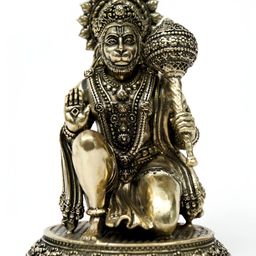 Exotic India Superfine Sitting Lord Hanuman In Blessing Gesture Brass Statue-image-36
