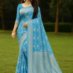 Moda Rapido Women Woven Pure Cotton Banarasi Saree-picture-5