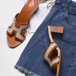 JM Looks Ethnic Block Sandals with Tassels-54