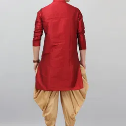 LEMONX Men Regular Dupion Silk Kurta with Dhoti Pants image 5