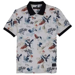 Status Quo Boys Floral Printed Polo Collar Applique T-shirt-image-55