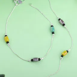 Estele Rhodium-Plated Artificial Beaded Anklets-image-89