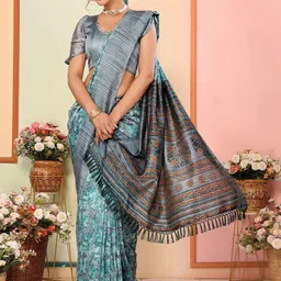 Lookmark Printed Bhagalpuri Saree With Unstitched Blouse Piece-picture-54
