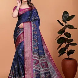 VS MALL Navy Blue Art Silk Sarees-image-59