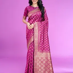 RICH & ROMAN Woven Design Zari Pure Silk Banarasi Saree-picture-49