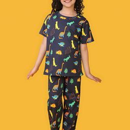 YK Girls Animal Printed T-shirt & Pyjama Night suit-image-50