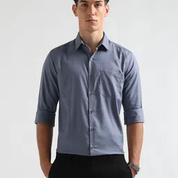 Arrow Men Slim Fit Checked Spread Collar Pure Cotton Casual Shirt-picture-19