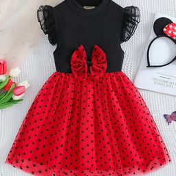 INCLUD Girls Polka Dot Print Flutter Sleeve Fit & Flare Dress-image-26