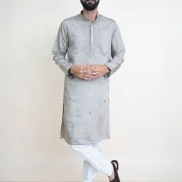 KUNDALI KAKSHAY Men Ethnic Embroidered Mandarin Collar Kurta-picture-58