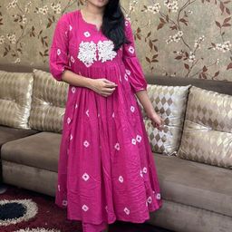 Anni Designer Floral Embroidered Notch Neck Anarkali Kurta with Trousers-image-54