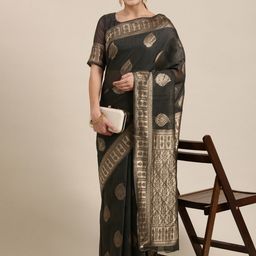 Mitera Woven Design Zari Linen Blend Banarasi Saree-picture-28