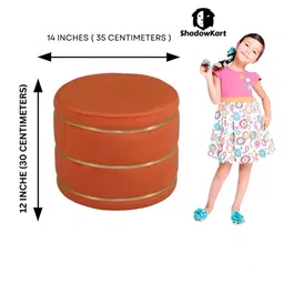 Shadowkart Set Of 2 Wooden Round Shaped Pouffe Ottomans image 3