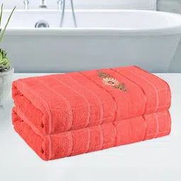 Kuber Industries Orange 2 Pieces Striped 250 GSM Bath Towels-image-73