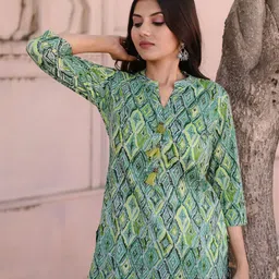 Vivika Women Geometric Print Mandarin Collar Cotton Regular Top-picture-17