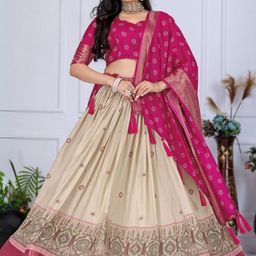 ODETTE Printed Semi-Stitched Lehenga Choli With Dupatta-image-57