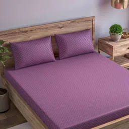 Trance Home Linen Purple Geometric 300 TC Queen Bedsheet with 2 Pillow Covers-image-5
